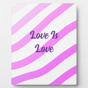 Pink colourful stripes pastel love is love pride plaque