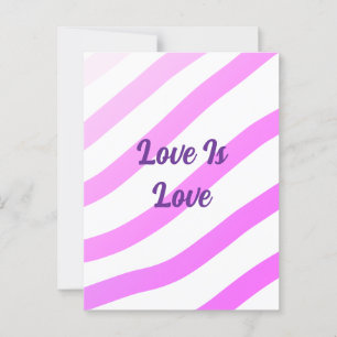 Pink colourful stripes pastel love is love pride postcard