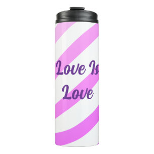 Pink colourful stripes pastel love is love pride thermal tumbler