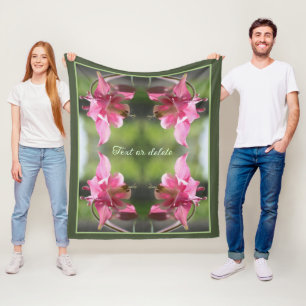 Pink Columbine Flower Abstract Personalised Fleece Blanket