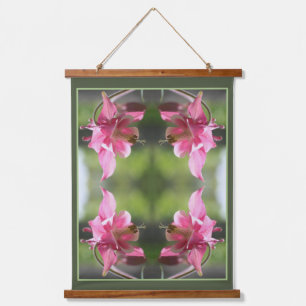 Pink Columbine Flower Close Up Abstract Hanging Tapestry