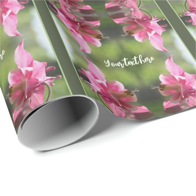 Pink Columbine Flower Close Up Personalised Wrapping Paper (Roll Corner)