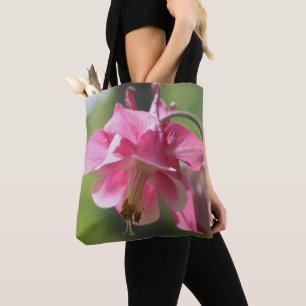 Pink Columbine Flower Close Up Tote Bag