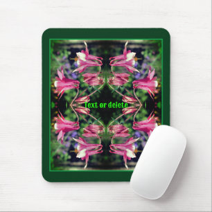 Pink Columbine Flowers Abstract Personalised Mouse Pad