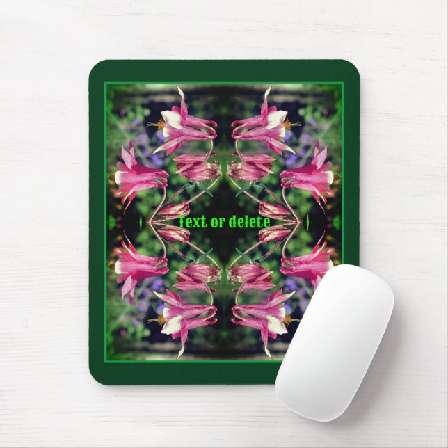 Pink Columbine Flowers Abstract Personalised Mouse Pad (With Mouse)