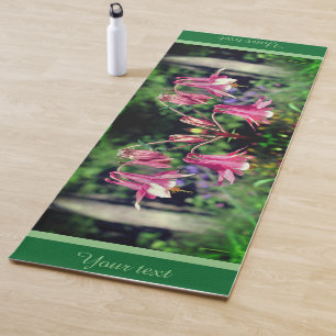 Pink Columbine Flowers Close Up Personalised Yoga Mat
