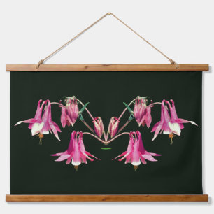 Pink Columbine Flowers Mirror Abstract Hanging Tapestry