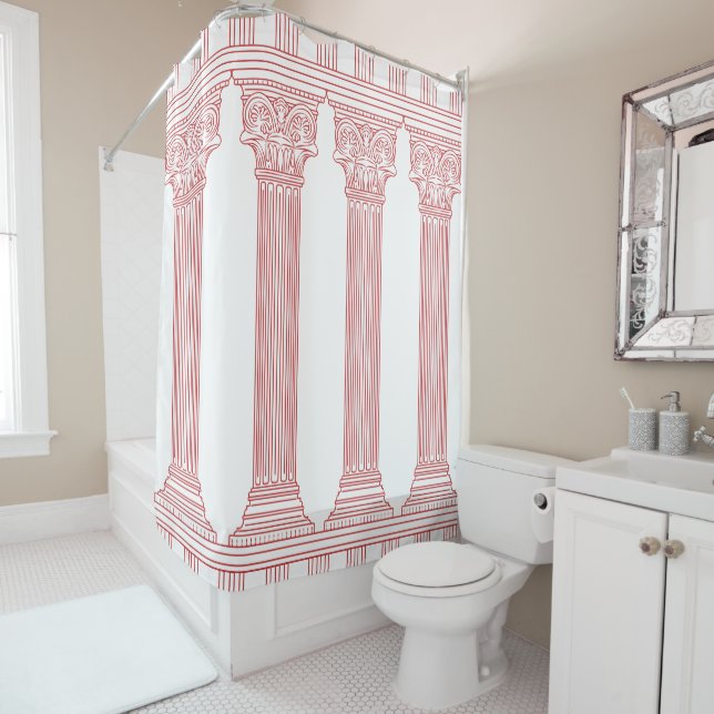 Pink columns shower curtain (In Situ)
