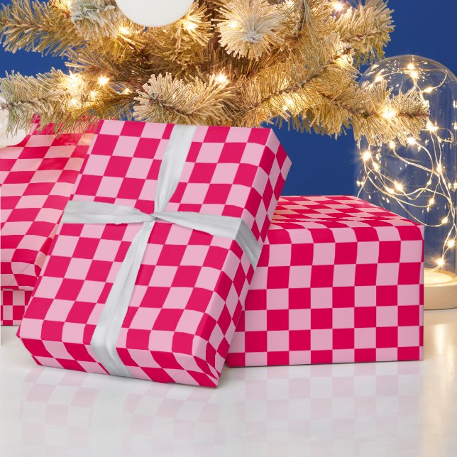 Pink Combination Classic Chequerboard by STaylor Wrapping Paper (Holidays)