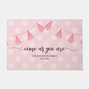 Pink Come As You Are Personalised Welcome Doormat