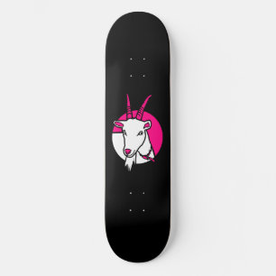 Pink Comic Goat Digital Portrait Black Background Skateboard