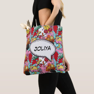 Pink Comic Pattern Tote Bag