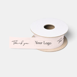 Pink Company Logo Business Thank you Packaging Satin Ribbon