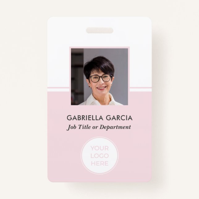 Pink Company QR Code Photo ID Badge (Front)