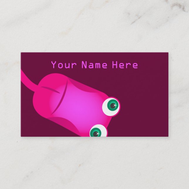 Pink Computer Mouse Business Card (Front)