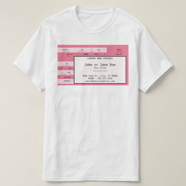 pink concert ticket T-Shirt (Design Front)