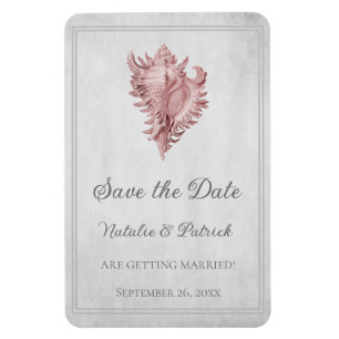 Pink Conch Shell Save the Date Magnet