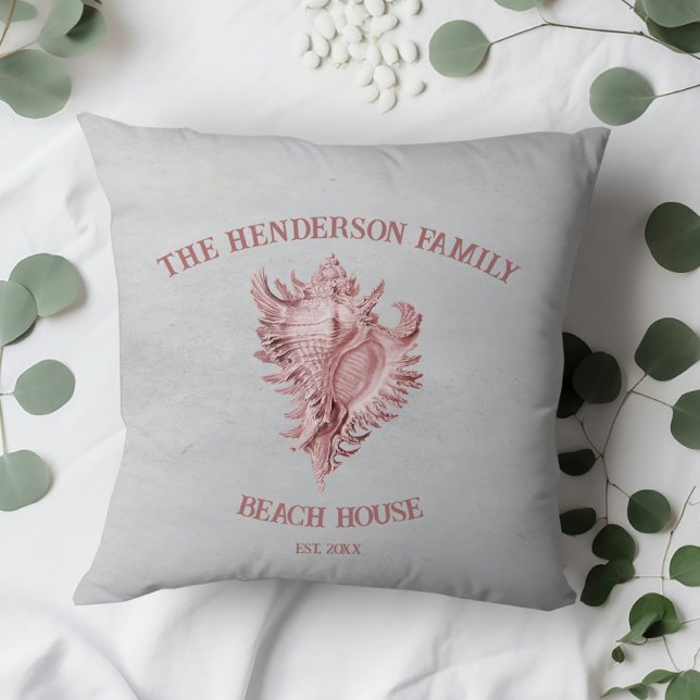 Pink Conch Shell Throw Pillow (Pink Conch Shell Throw Pillow)