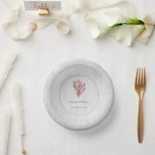 Pink Conch Shell Wedding Paper Bowls Plate