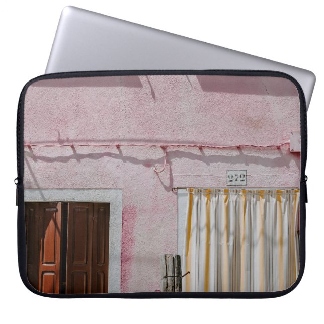 PINK CONCRETE HOUSE WITH THREE WINDOWS AND ONE DOO LAPTOP SLEEVE (Front)