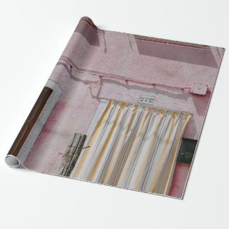 PINK CONCRETE HOUSE WITH THREE WINDOWS AND ONE DOO WRAPPING PAPER