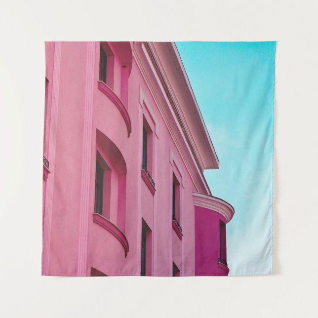 PINK CONCRETE WALL DURING DAYTIME TAPESTRY (Front)