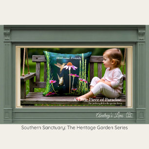 Pink Coneflower & Hummingbird Heritage Cushion