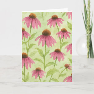 Pink Coneflower Watercolor Floral Blank Card