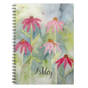 Pink Coneflowers Watercolor Notebook