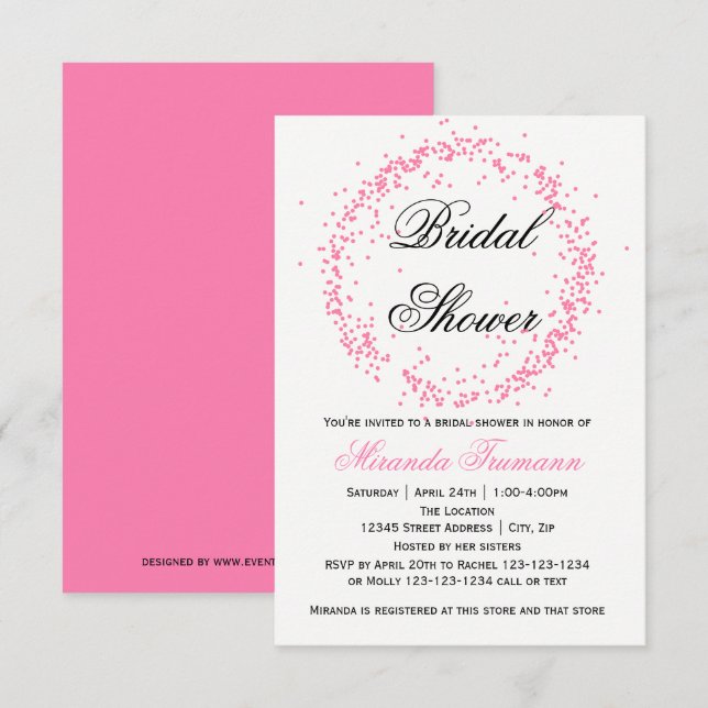 Pink Confetti - 3x5 Bridal Shower Invitation (Front/Back)