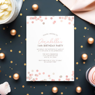 Pink Confetti Birthday Party Invitation