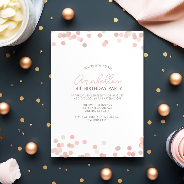 Pink Confetti Birthday Party Invitation (Creator Uploaded)