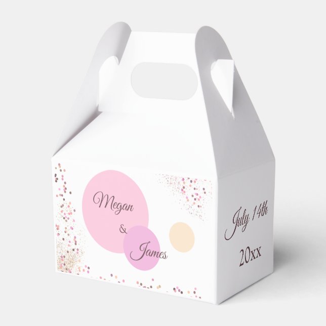 Pink Confetti Circles Favour Box (Front Side)
