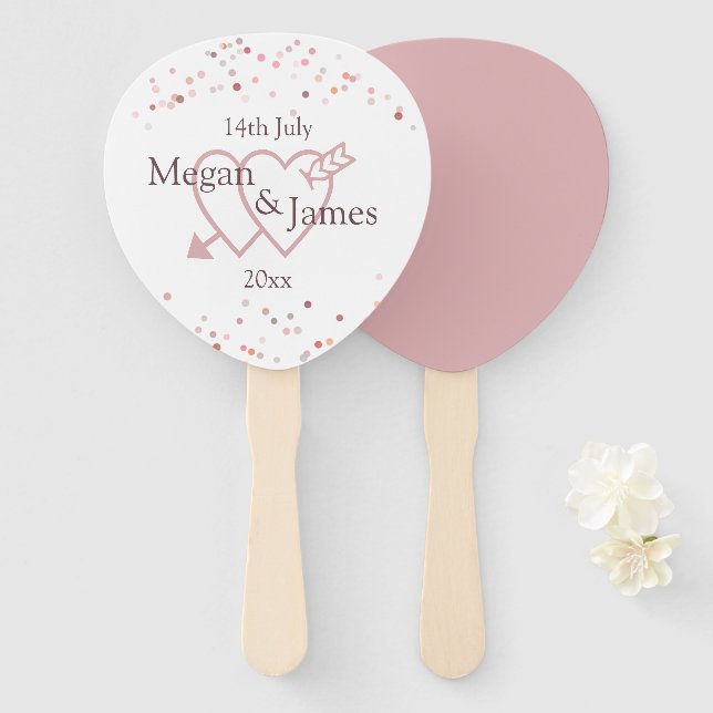 Pink Confetti Circles Hand Fan (Front and Back)