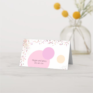 Pink Confetti Circles Place Card