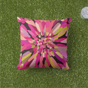Pink Confetti Flower Outdoor Cushion