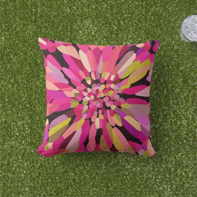 Pink Confetti Flower Outdoor Cushion (Grass)