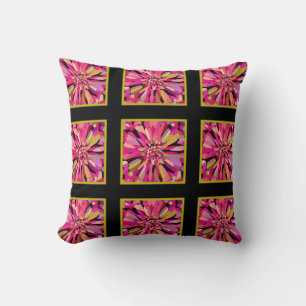 Pink Confetti Flower Plaid Cushion