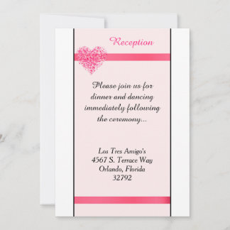 Pink Confetti Heart Spring 3.5x7 Reception Card