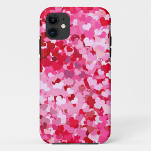 Pink Confetti Hearts iPhone 11 Case