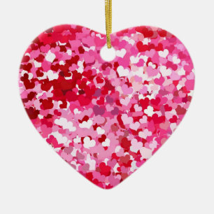 Pink Confetti Hearts Ceramic Tree Decoration
