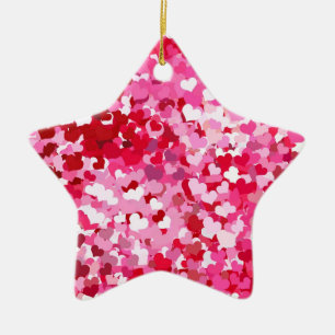 Pink Confetti Hearts Ceramic Tree Decoration