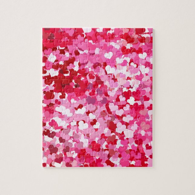 Pink Confetti Hearts Jigsaw Puzzle (Vertical)