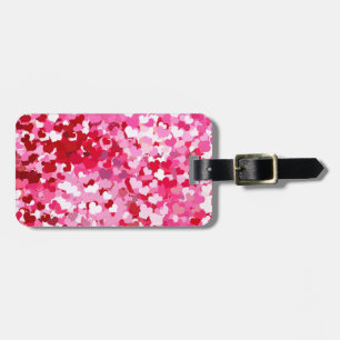 Pink Confetti Hearts Luggage Tag