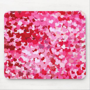 Pink Confetti Hearts Mouse Pad