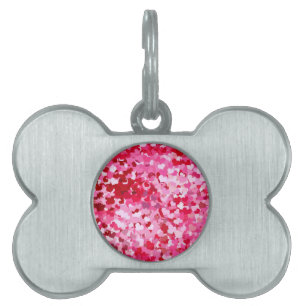 Pink Confetti Hearts Pet Tag