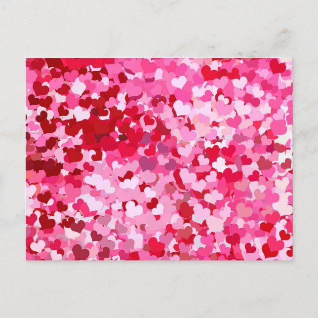 Pink Confetti Hearts Postcard (Front)