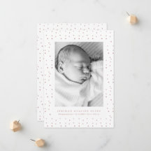 Pink Confetti Newborn Photo Birth Announcement