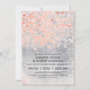 Pink Confetti Vintage Wedding Invitation