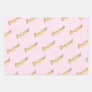 Pink Congrats Wrapping Paper Sheet